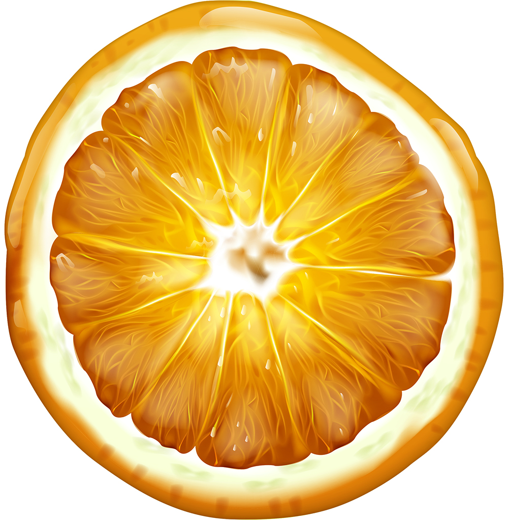Disque alimentaire orange tranchée pour décoration de dessert