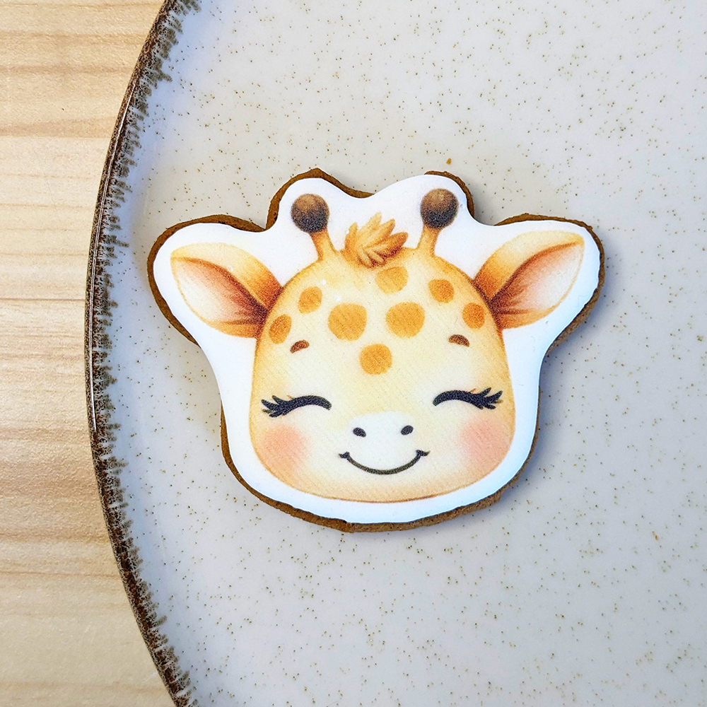Biscuit girafe artisanal, thème savane, fête d’anniversaire